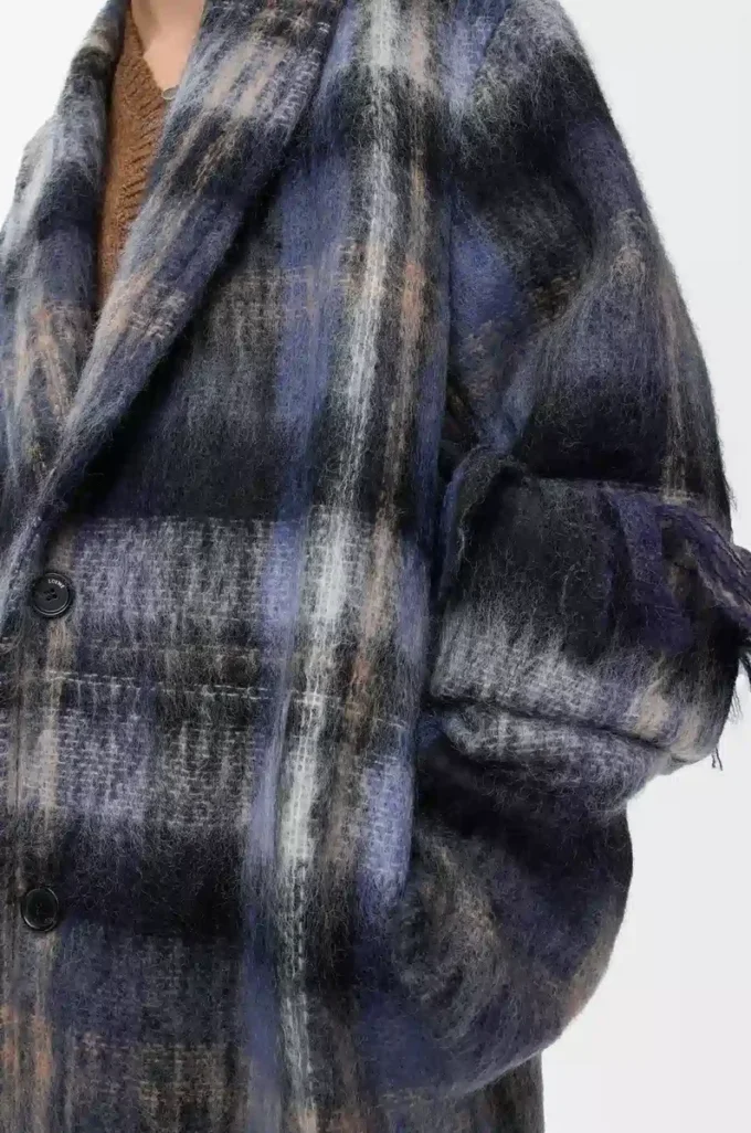 Abrigo de mezcla de mohair y lana Azul/Multicolor