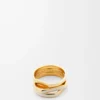 Anillo apilable en plata de ley y esmalte Oro/Marfil