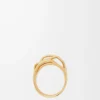 Anillo apilable en plata de ley y esmalte Oro/Marfil