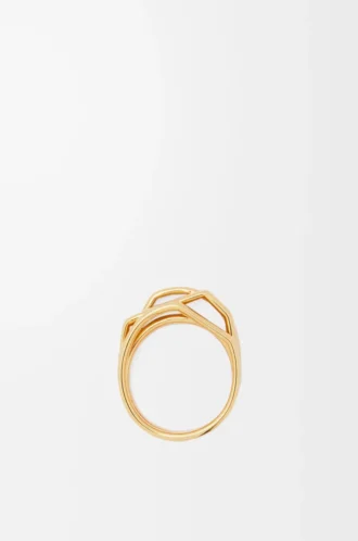 Anillo apilable en plata de ley y esmalte Oro/Marfil