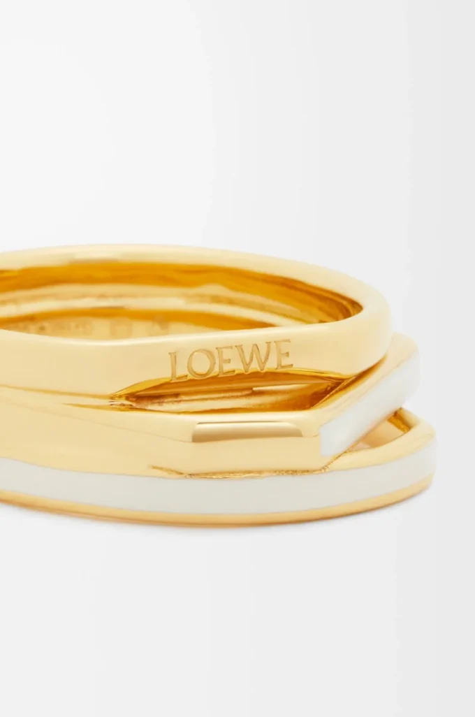 Anillo apilable en plata de ley y esmalte Oro/Marfil