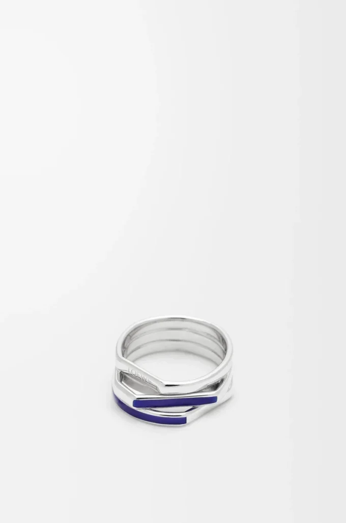 Anillo apilable en plata de ley y esmalte Plata/Azul