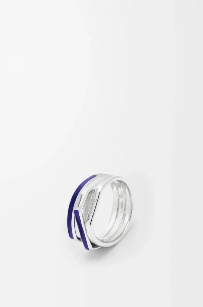 Anillo apilable en plata de ley y esmalte Plata/Azul