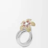 Anillo Flor en plata de ley y cristales Amarillo/Plata Anillo Flor en plata de ley y cristales Amarillo/Plata
