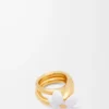 Anillo Flor en plata de ley y esmalte Oro/Blanco