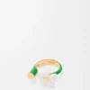 Anillo Flor en plata de ley y esmalte Oro/Blanco