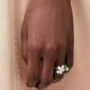Anillo Flor en plata de ley y esmalte Oro/Blanco