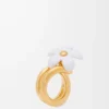 Anillo Flor en plata de ley y esmalte Oro/Blanco