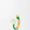 Anillo Flor en plata de ley y esmalte Oro/Blanco