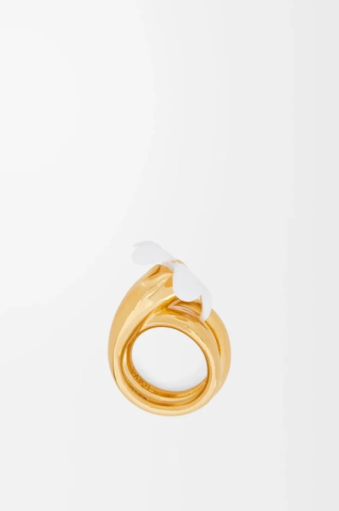 Anillo Flor en plata de ley y esmalte Oro/Blanco