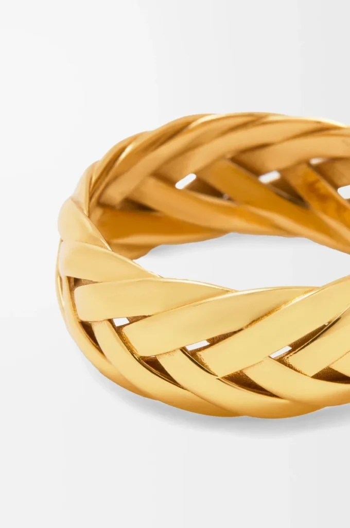 Anillo trenzado en plata de ley Oro