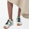 Ballet Runner 2.0 de nylon y piel de becerro Blanco/Verde hierba/Naranja oscuro