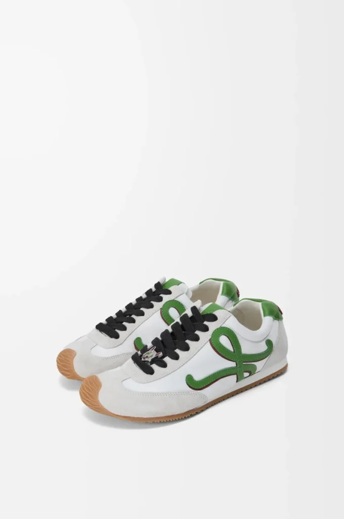 Ballet Runner 2.0 de nylon y piel de becerro Blanco/Verde hierba/Naranja oscuro Ballet Runner 2.0 de nylon y piel de becerro Blanco/Verde hierba/Naranja oscuro