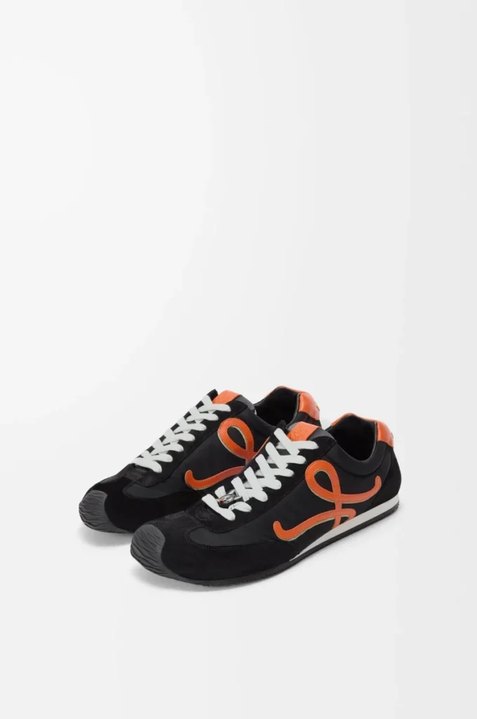 Ballet Runner 2.0 en nailon y piel de becerro Negro/Naranja/Verde pálido Ballet Runner 2.0 en nailon y piel de becerro Negro/Naranja/Verde pálido