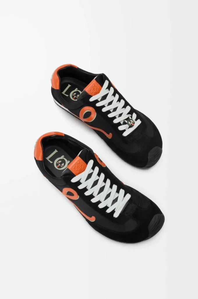 Ballet Runner 2.0 en nailon y piel de becerro Negro/Naranja/Verde pálido Ballet Runner 2.0 en nailon y piel de becerro Negro/Naranja/Verde pálido