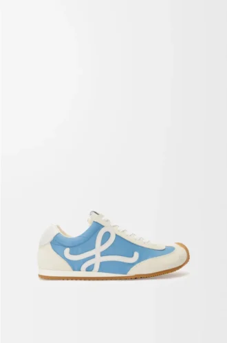 Ballet Runner 2.0 en nylon y piel de becerro Azul/Blanco/Blanco suave