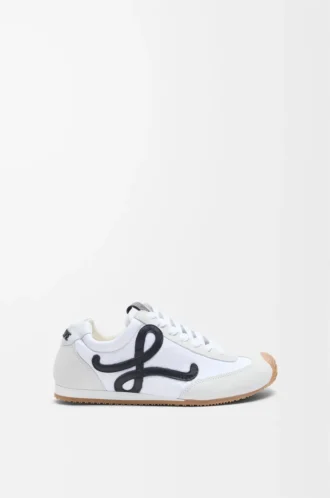 Ballet Runner 2.0 en nylon y piel de becerro Blanco/Negro