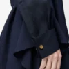 Blusa con cinturón de seda azul marino