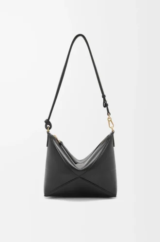 Bolsa Puzzle Fold en piel de becerro napa brillante Black