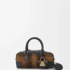 Bolso Amazona 23 recortado en ante tartán y piel de becerro napa marrón claro/negro Bolso Amazona 23 recortado en ante tartán y piel de becerro napa marrón claro/negro