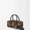 Bolso Amazona 23 recortado en ante tartán y piel de becerro napa marrón claro/negro Bolso Amazona 23 recortado en ante tartán y piel de becerro napa marrón claro/negro