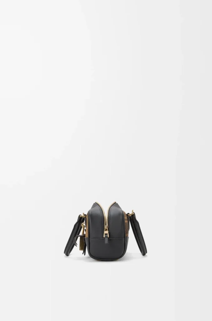 Bolso Amazona 23 recortado en ante tartán y piel de becerro napa marrón claro/negro Bolso Amazona 23 recortado en ante tartán y piel de becerro napa marrón claro/negro