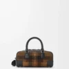 Bolso Amazona 23 recortado en ante tartán y piel de becerro napa marrón claro/negro Bolso Amazona 23 recortado en ante tartán y piel de becerro napa marrón claro/negro