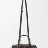 Bolso Amazona 23 recortado en ante tartán y piel de becerro napa marrón claro/negro Bolso Amazona 23 recortado en ante tartán y piel de becerro napa marrón claro/negro