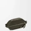 Bolso bandolera convertible en piel de becerro clásica color caqui oscuro Bolso bandolera convertible en piel de becerro clásica color caqui oscuro
