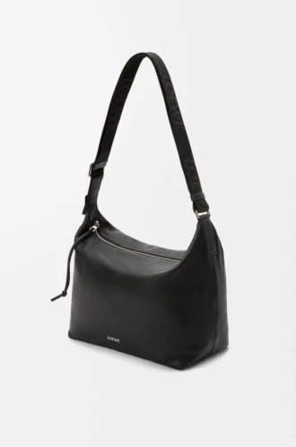 Bolso bandolera Cubi en piel de becerro granulada flexible Negro