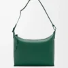Bolso bandolera Cubi en piel de becerro lisa y suave y jacquard Evergreen Bolso bandolera Cubi en piel de becerro lisa y suave y jacquard Evergreen