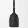 Bolso bandolera Cubi en piel de becerro suave y flexible y jacquard negro Bolso bandolera Cubi en piel de becerro suave y flexible y jacquard negro
