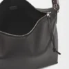 Bolso bandolera Cubi en piel de becerro suave y jacquard gris oscuro Bolso bandolera Cubi en piel de becerro suave y jacquard gris oscuro