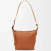 Bolso bandolera Cubi pequeño en piel de becerro suave y flexible y jacquard color tostado Bolso bandolera Cubi pequeño en piel de becerro suave y flexible y jacquard color tostado
