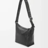 Bolso bandolera Cubi pequeño en piel de becerro suave y flexible y jacquard negro Bolso bandolera Cubi pequeño en piel de becerro suave y flexible y jacquard negro