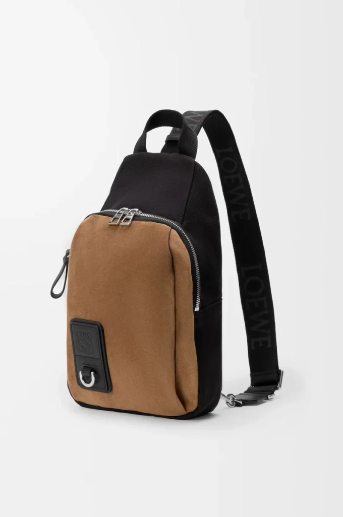 Bolso bandolera Flex en lona y ante Negro/Oro oscuro Bolso bandolera Flex en lona y ante Negro/Oro oscuro