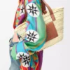 Bolso Basket en hoja de palma y piel de becerro Natural/Tan
