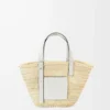 Bolso cesta en hoja de palma y piel de becerro Natural/Blanco Bolso cesta en hoja de palma y piel de becerro Natural/Blanco