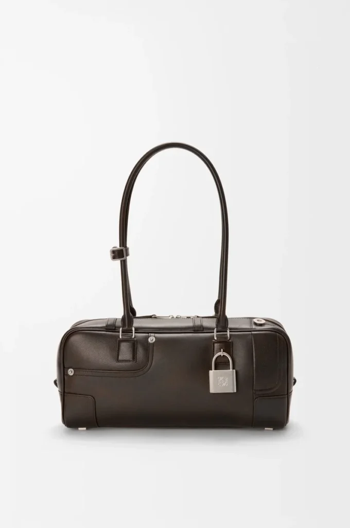 Bolso corto Panta Amazona 31 en piel de becerro brillante Vintage Brown Bolso corto Panta Amazona 31 en piel de becerro brillante Vintage Brown