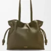 Bolso de mano Flamenco grande en piel de becerro napa Dark Khaki