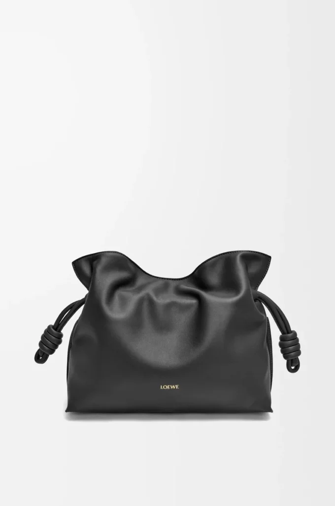 Bolso de mano Flamenco mediano en piel de becerro napa Black Bolso de mano Flamenco mediano en piel de becerro napa Black