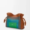 Bolso de mano Flamenco mediano en piel de becerro napa Caramel/Bright Green