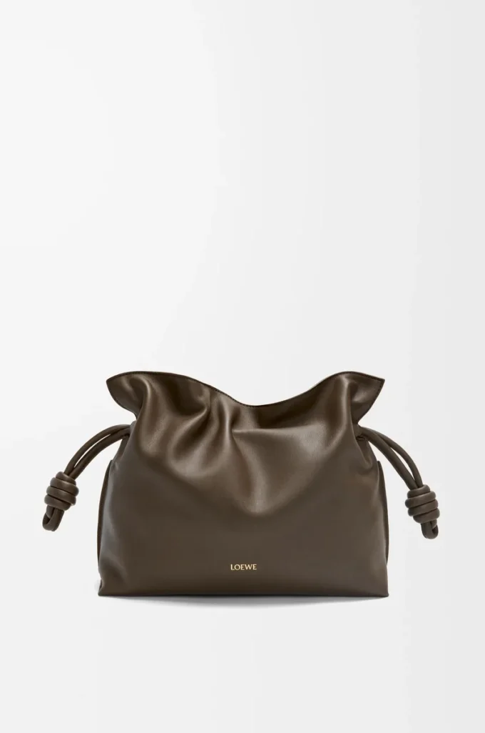 Bolso de mano Flamenco mediano en piel de becerro napa Chocolate