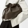 Bolso de mano Flamenco mediano en piel de becerro napa Chocolate