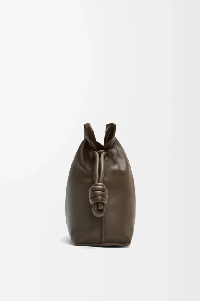 Bolso de mano Flamenco mediano en piel de becerro napa Chocolate