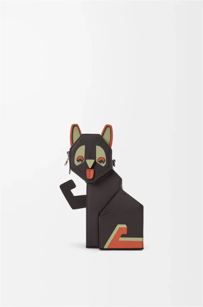 Bolso de mano Futurist Cat en piel de becerro clásica Dark Taupe Bolso de mano Futurist Cat en piel de becerro clásica Dark Taupe