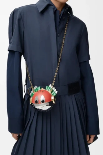 Bolso de mano Knight Cat en metal y piel de cordero napa Sunrise Orange