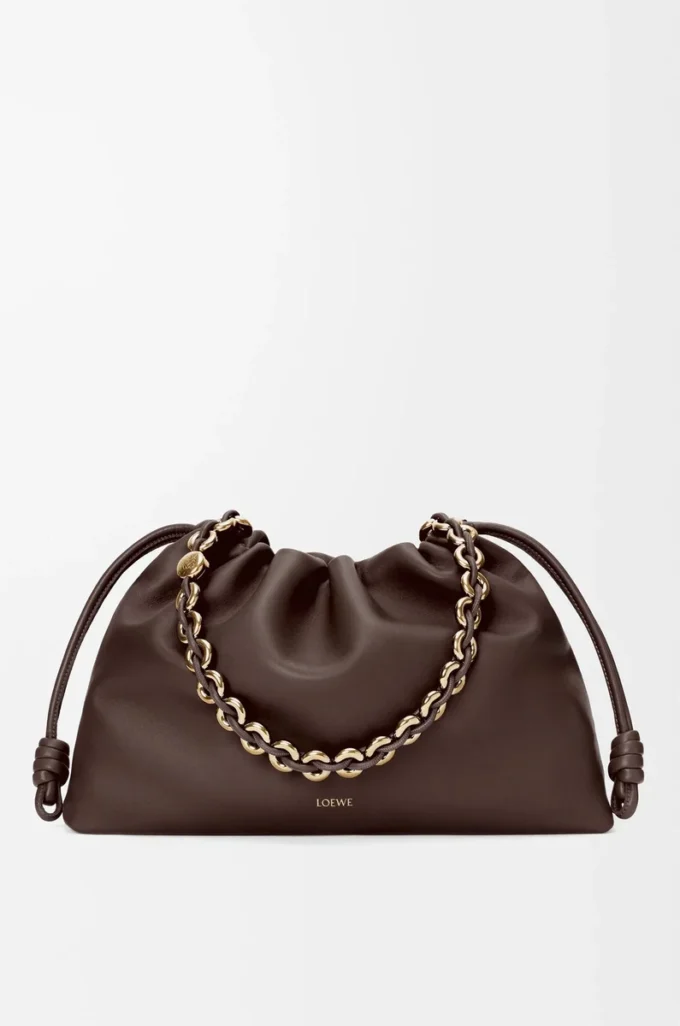 Bolso Flamenco grande en suave piel de cordero napa Marrón oscuro Bolso Flamenco grande en suave piel de cordero napa Marrón oscuro