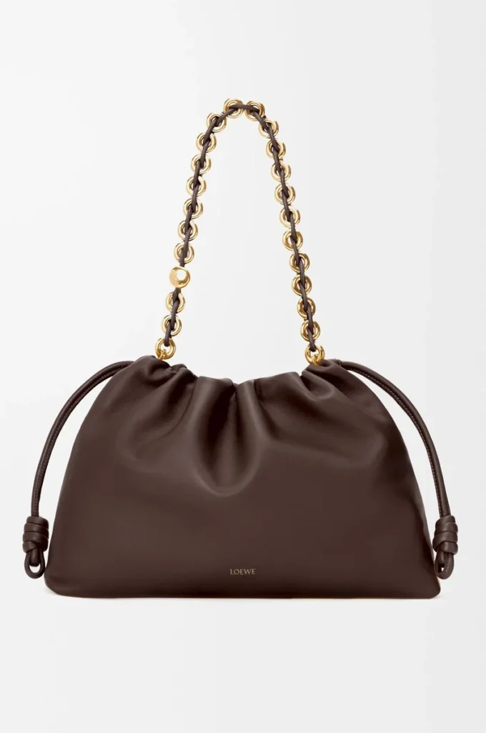 Bolso Flamenco grande en suave piel de cordero napa Marrón oscuro Bolso Flamenco grande en suave piel de cordero napa Marrón oscuro