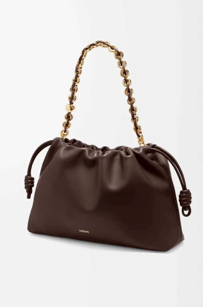 Bolso Flamenco grande en suave piel de cordero napa Marrón oscuro Bolso Flamenco grande en suave piel de cordero napa Marrón oscuro